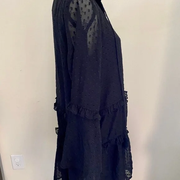 Shein Polka Dot Tassel Tie Neck Babydoll Dress - Picture 2 of 9